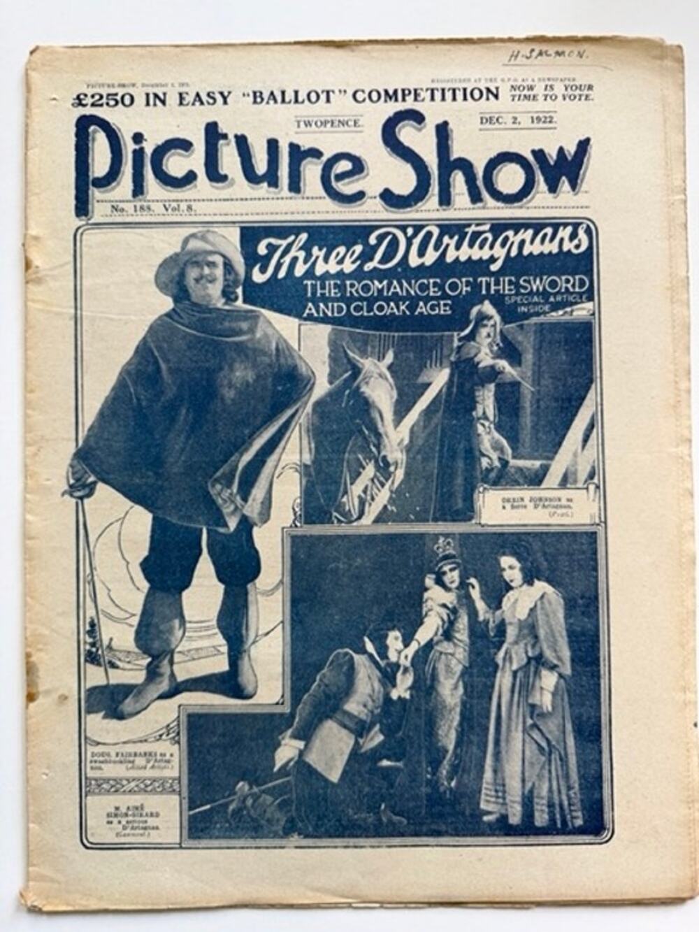 1922 Douglas Fairbanks Magazine Three Musketeers, UK Picture Show Thief Bagdad